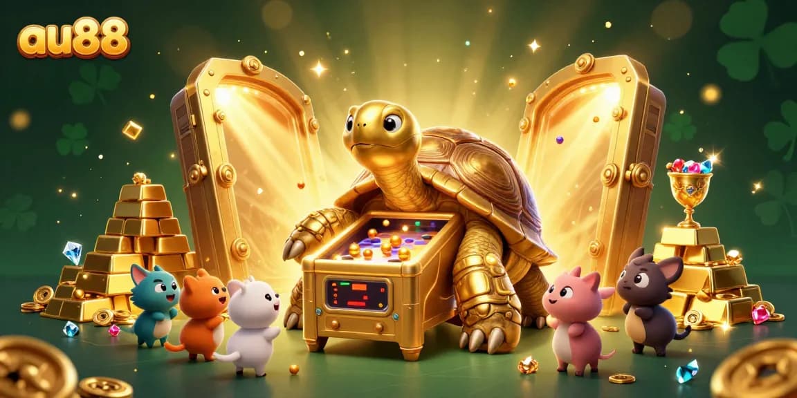 Play thrilling games at au88's vibrant casino experience with jackpot treasures and cartoon characters.
