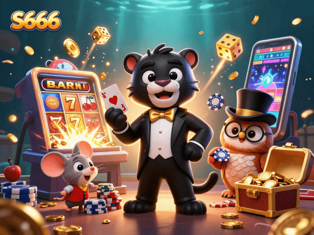 S666 offers thrilling casino action with stylish cartoon characters and vibrant slot visuals.