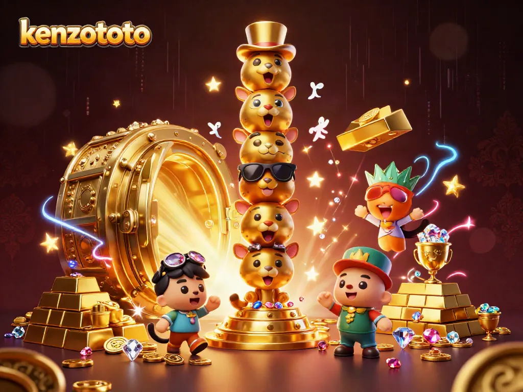 Experience kenzototo's thrilling games with high win rates in this dynamic 3D casino scene.