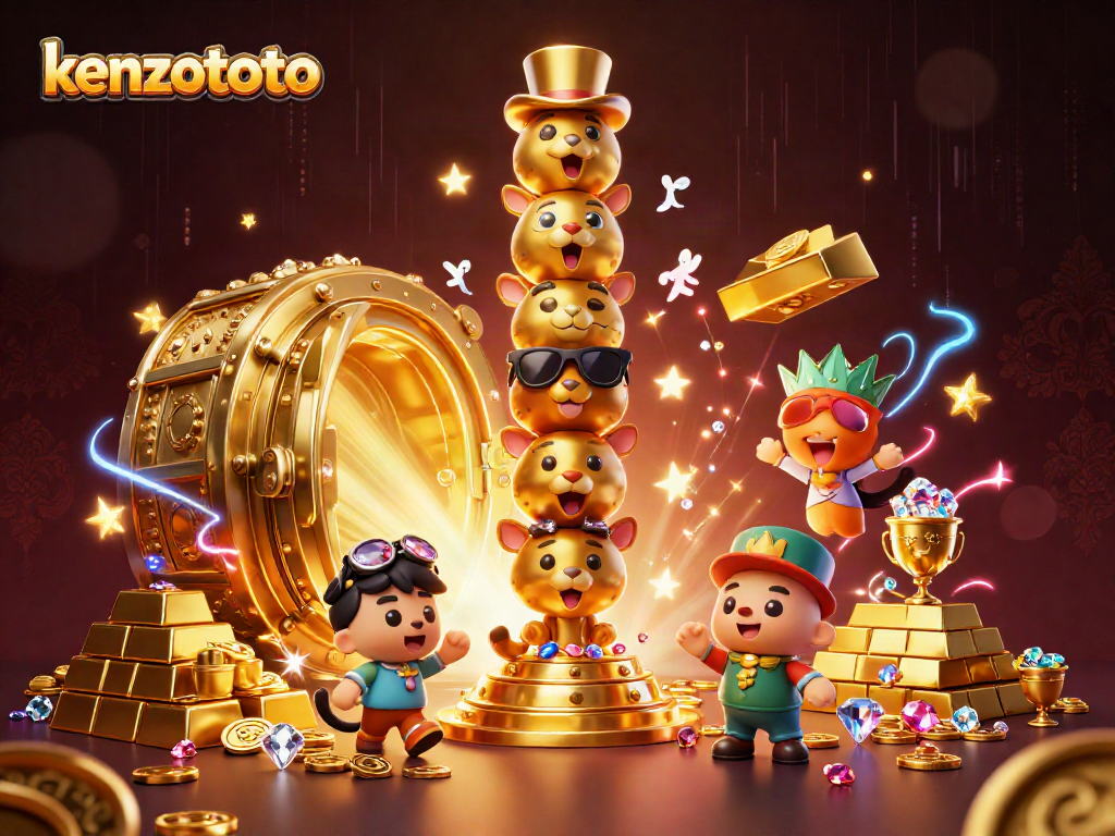 Experience kenzototo's thrilling games with high win rates in this dynamic 3D casino scene.