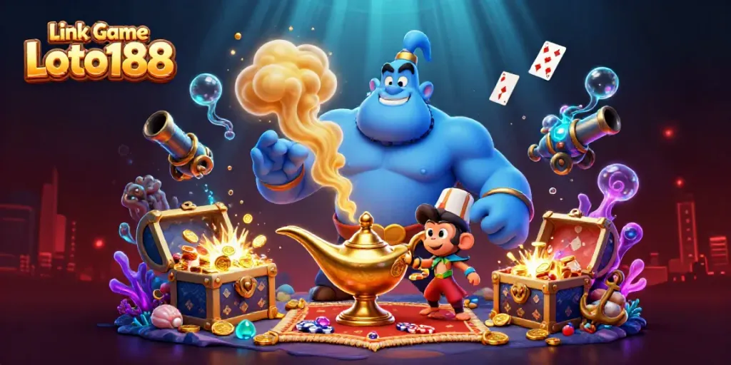 Experience the excitement of Link Game Loto188 with a vibrant, dynamic casino scene.