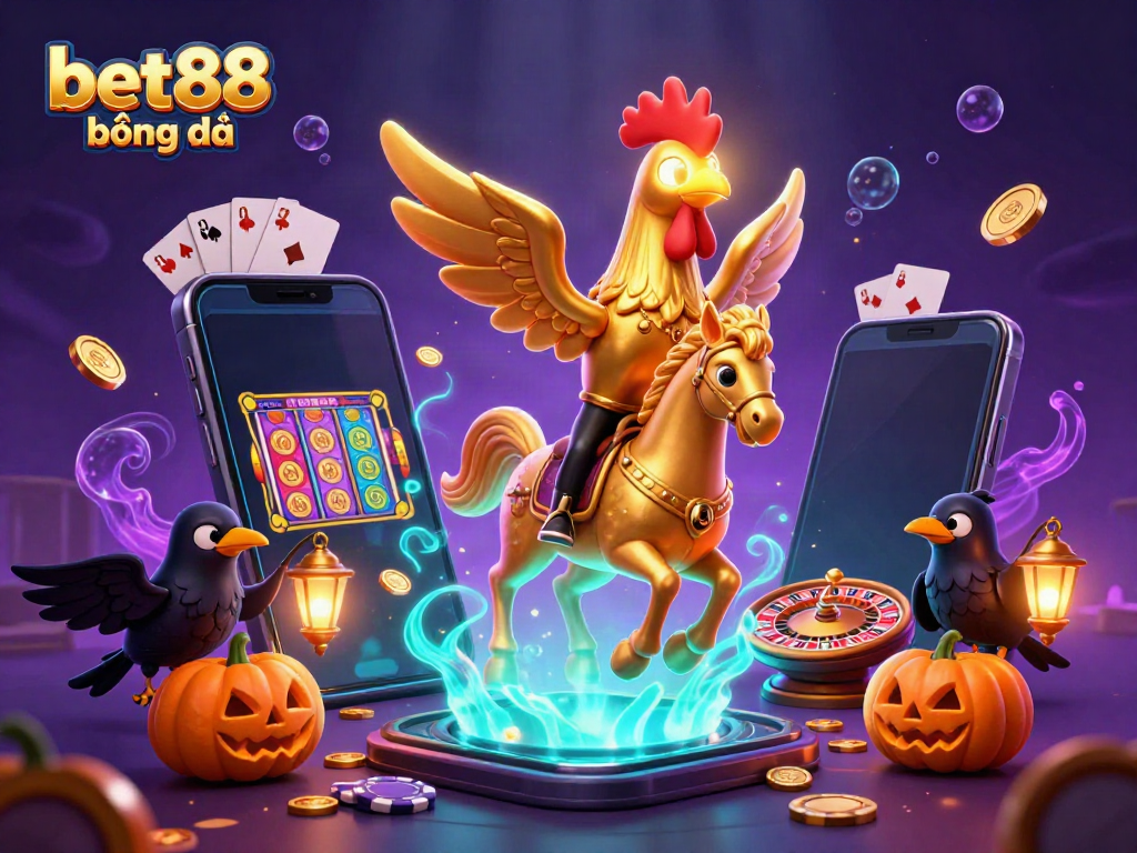 Engage in thrilling experiences at bet88 bóng đá with an energetic casino scene showcasing vibrant colors and dynamic characters.