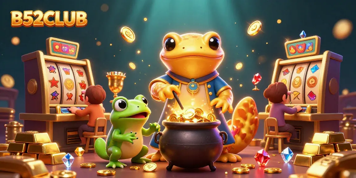 B52CLUB gaming scene featuring golden salamander alchemist and dynamic casino elements.