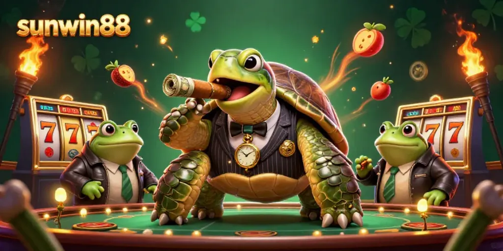 Experience winning thrills with sunwin88 in this detailed casino-themed illustration.