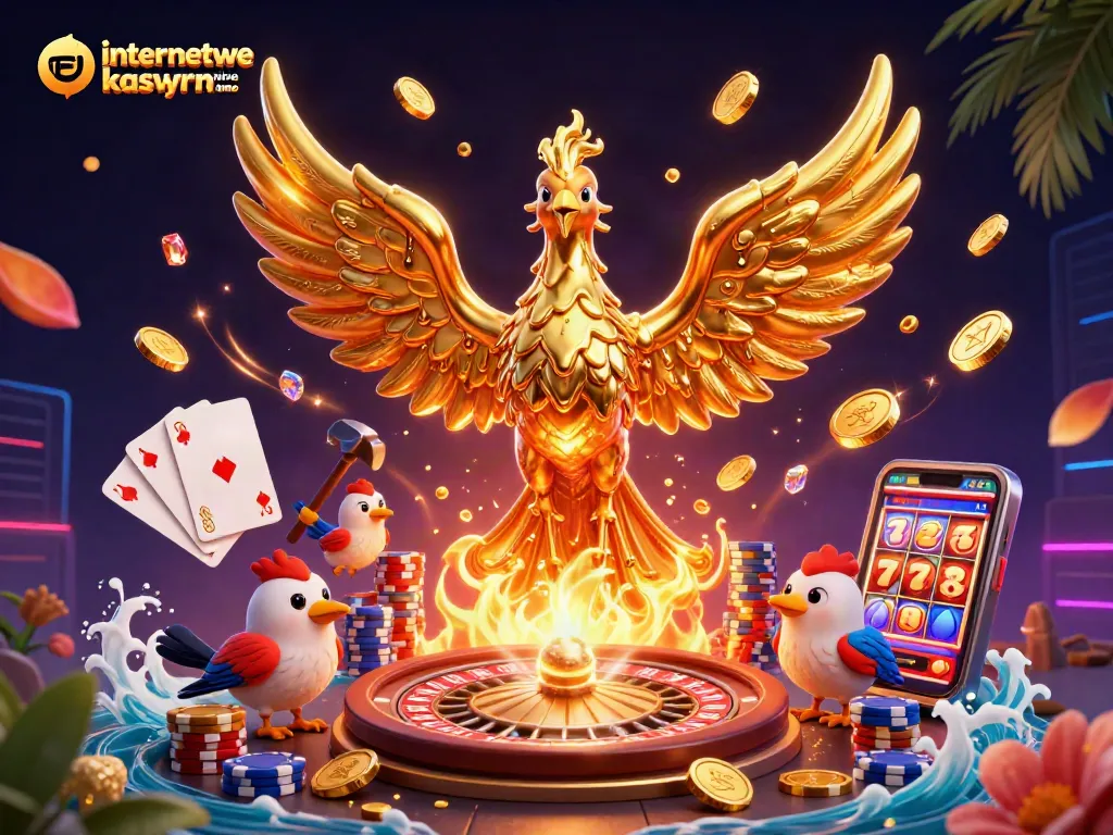 Experience the thrill of gaming at an internetowe kasyno online with a vibrant 3D casino illustration.