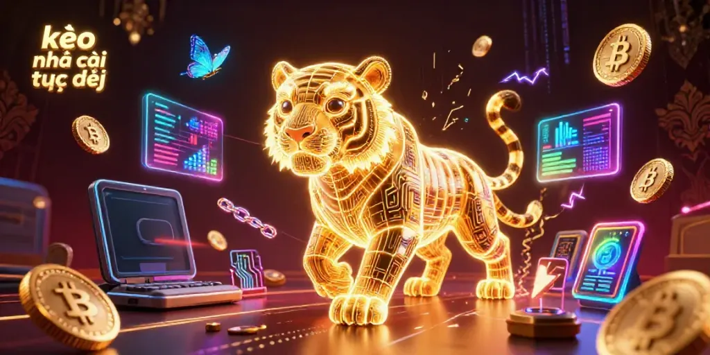 Experience kèo nhà cái trực tiếp with vibrant 3D cosmic creatures illuminating a digital casino landscape.