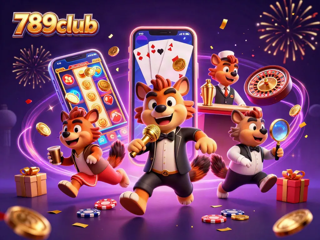 Experience the excitement of 789club with lively hyenas in a vibrant casino scene.