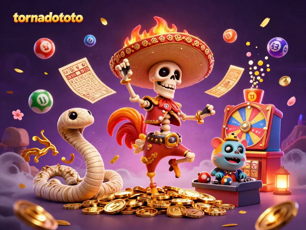 Experience winning excitement with tornadototo's vibrant casino adventure featuring lucky symbols and festive characters.