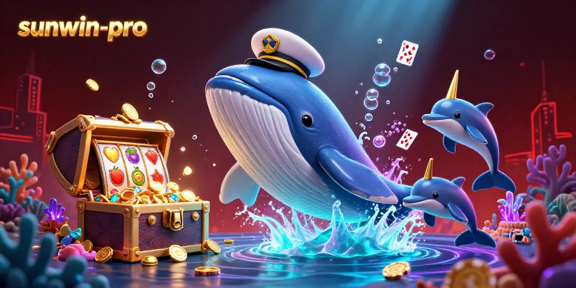 Engage with the thrilling world of sunwin-pro as playful dolphins spin poker chips amidst dazzling casino themes.