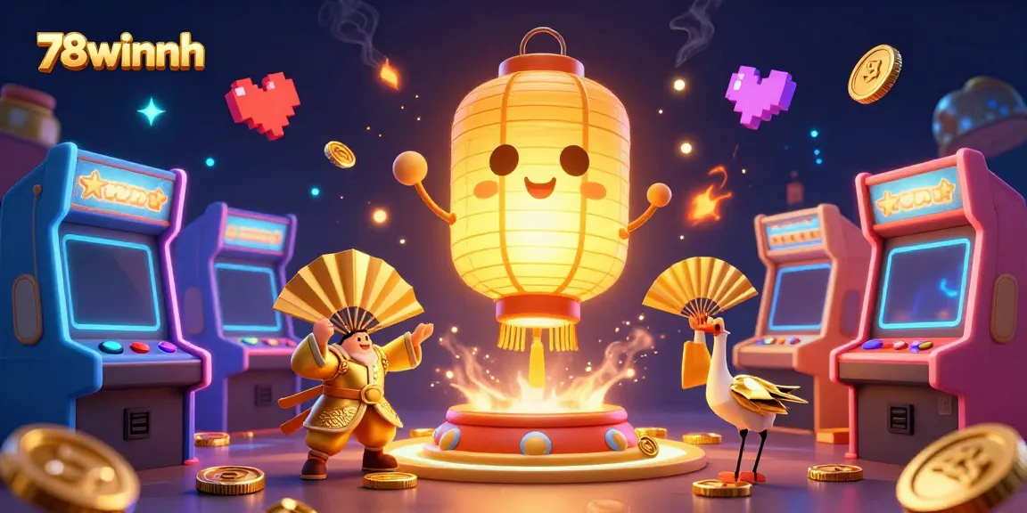 Engage with the vibrant 78winnh gaming world filled with golden characters and dynamic casino elements.