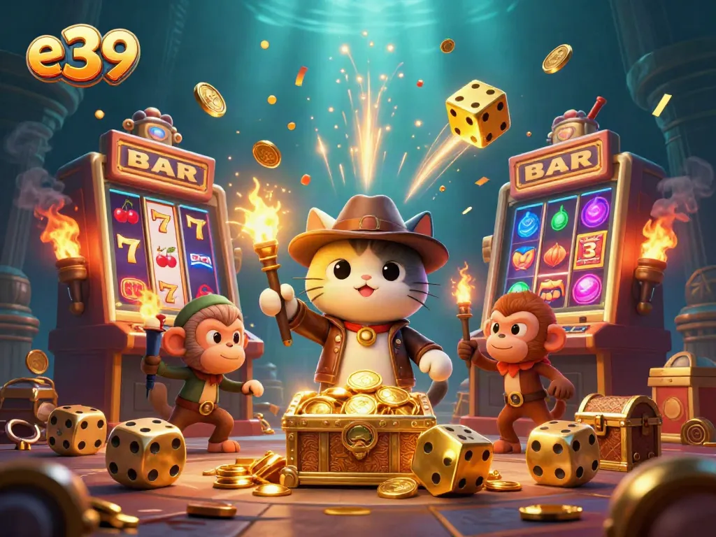 Experience exhilarating wins with E39's vibrant casino adventure featuring cats, jackpots, and treasures