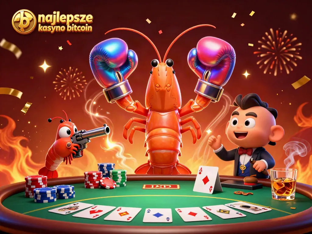 Experience thrilling action at the najlepsze kasyno bitcoin with lively 3D characters celebrating around a poker table.