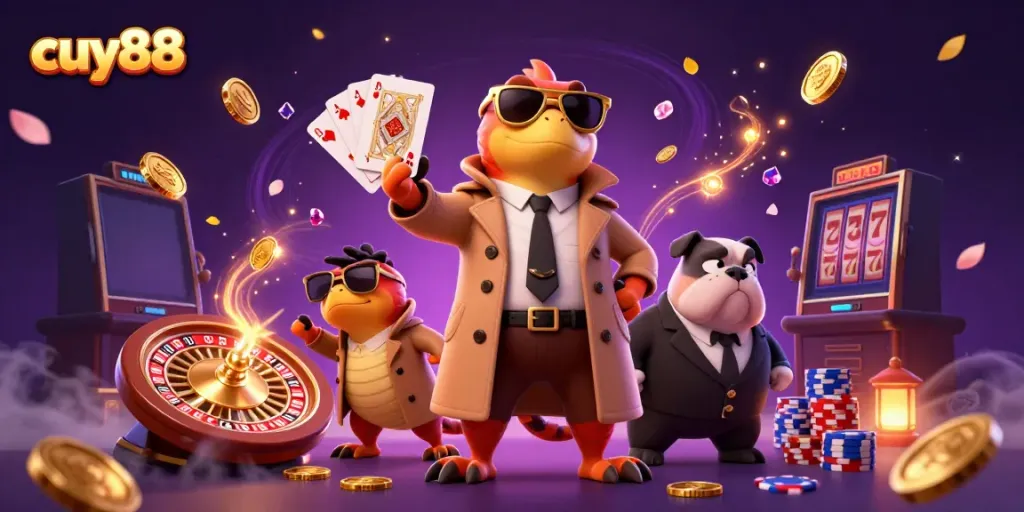 Experience thrilling moments at cuy88 with cartoon raptors trying to enter a VIP casino lounge.
