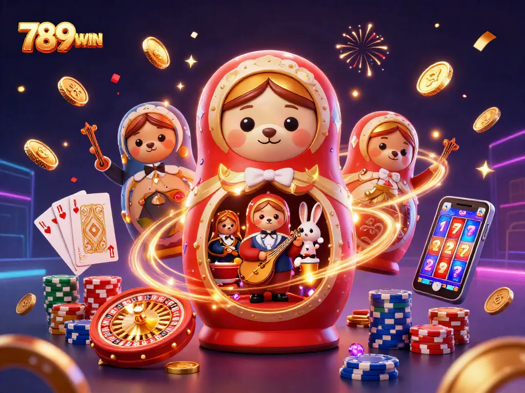 Engage in high-stakes gaming at 789WIN with vibrant 3D casino illustration showcasing excitement.