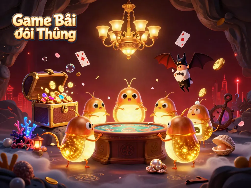 Experience thrilling gameplay in Game Bài Đổi Thưởng with vibrant glowworms lighting up a cave casino scene.