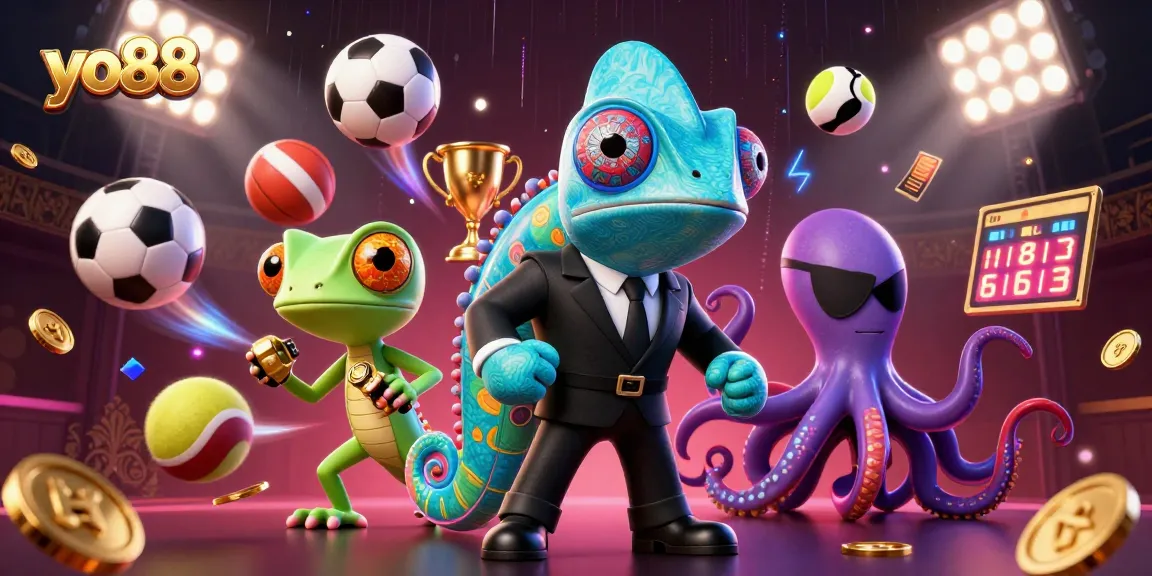Experience exciting wins with yo88 in a vibrant 3D casino illustration featuring dynamic gaming elements.