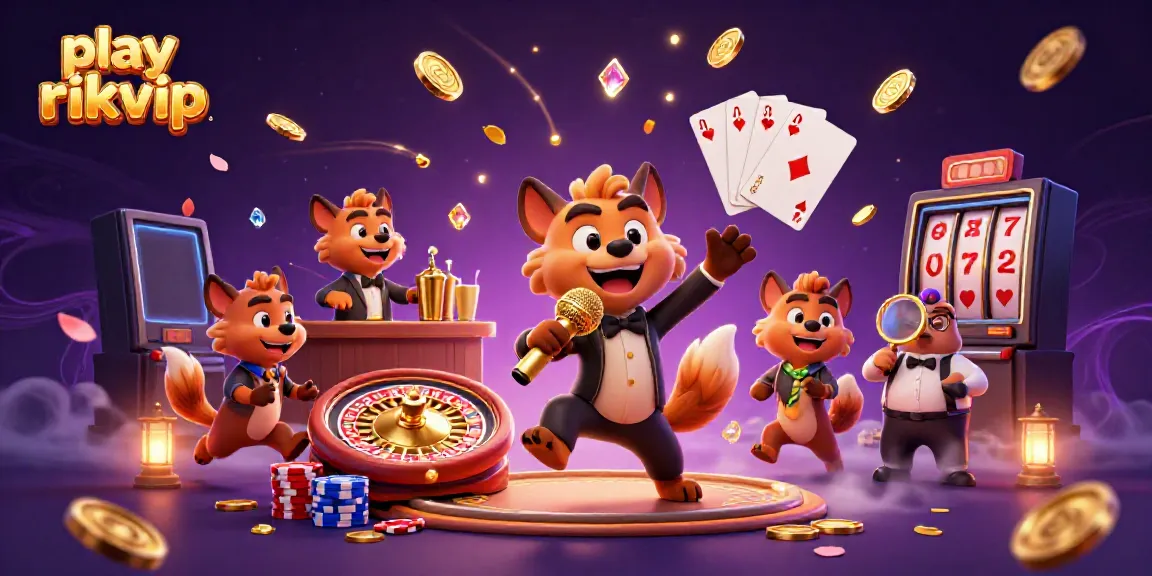 Engage in thrilling entertainment as you play rikvip at this dynamic casino scene showcasing hyena characters.