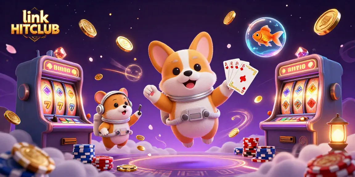 Experience thrilling games at link HITCLUB with an imaginative casino scene and playful characters.