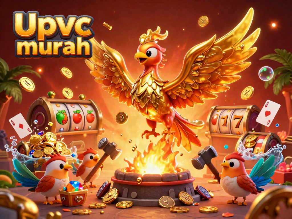 Engage in the thrilling world of Upvc murah with this vibrant gambling scene featuring a golden phoenix with gold coins.