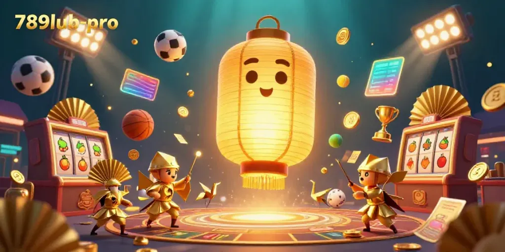 Experience the excitement of 789lub-pro with a vibrant casino scene illustrated in 3D.