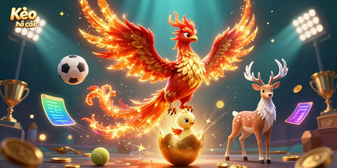 Experience the excitement of Kèo nhà cái with dynamic betting elements and a vibrant illustration of sports.