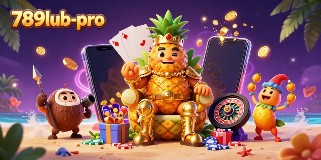 Experience thrilling gameplay with characters representing the 789lub-pro casino scene, featuring slots and vibrant elements.