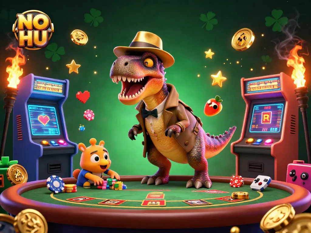 Watch the velociraptor at the NO HU jackpot table, as the stegosaurus pit boss suspects a cunning compy.
