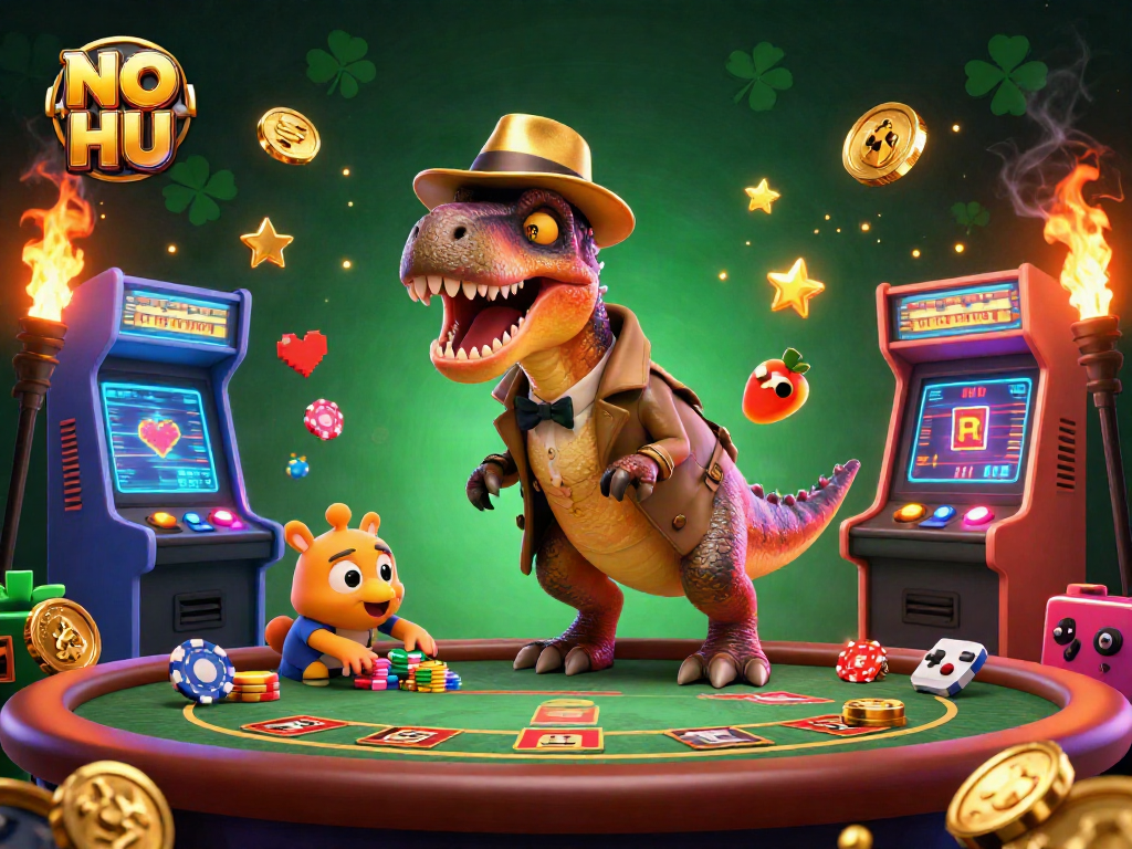 Watch the velociraptor at the NO HU jackpot table, as the stegosaurus pit boss suspects a cunning compy.