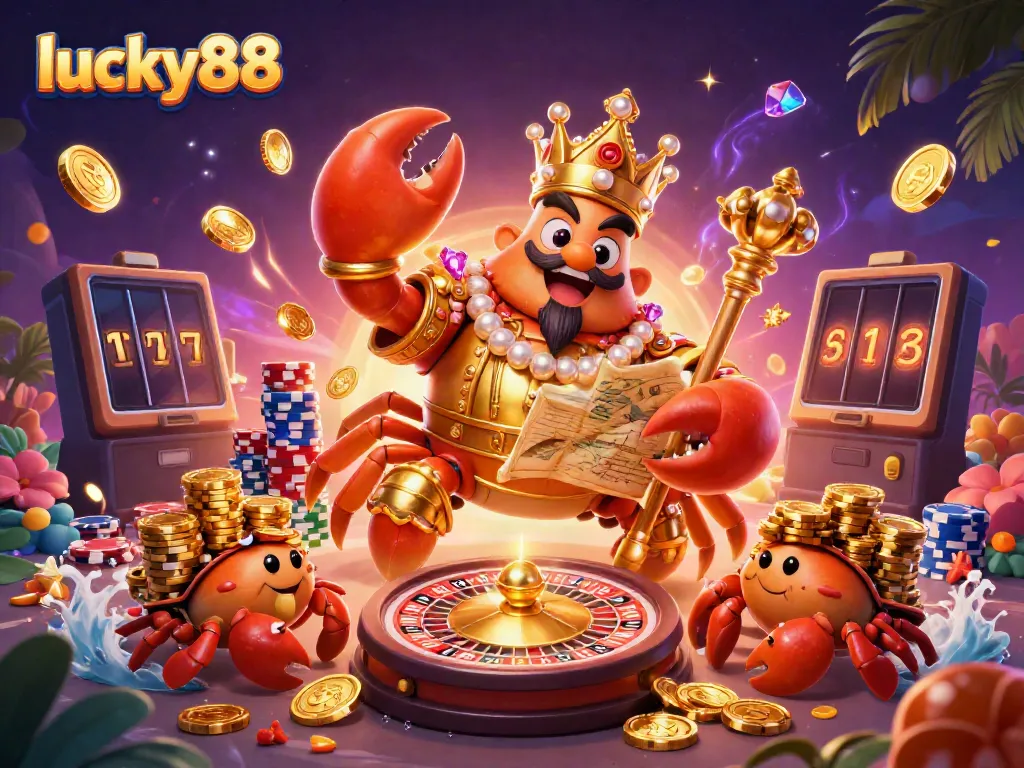 Experience the joy of winning with lucky88, featuring golden elements in a vibrant casino scene.