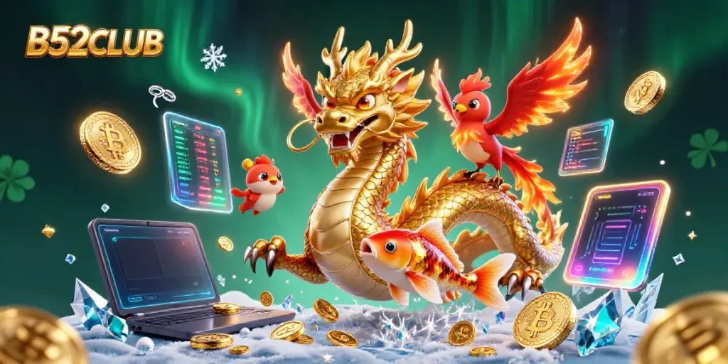 Engage with B52CLUB's thrilling gaming experience featuring vibrant 3D elements.