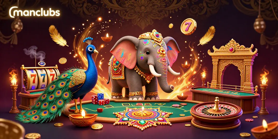 Engage in thrilling gaming adventures at manclubs with vibrant carnival-themed visuals showcasing an enchanting casino atmosphere.