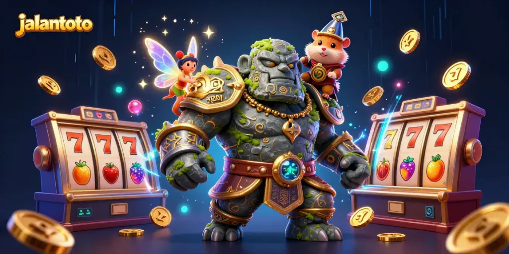 Experience thrilling jackpots with jalantoto's dynamic slot games illustrated in 3D.