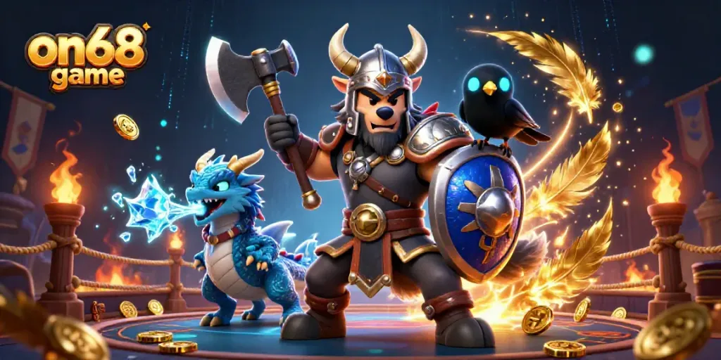 Engage in the on68 game with vibrant characters, betting tokens, and dynamic gambling elements.