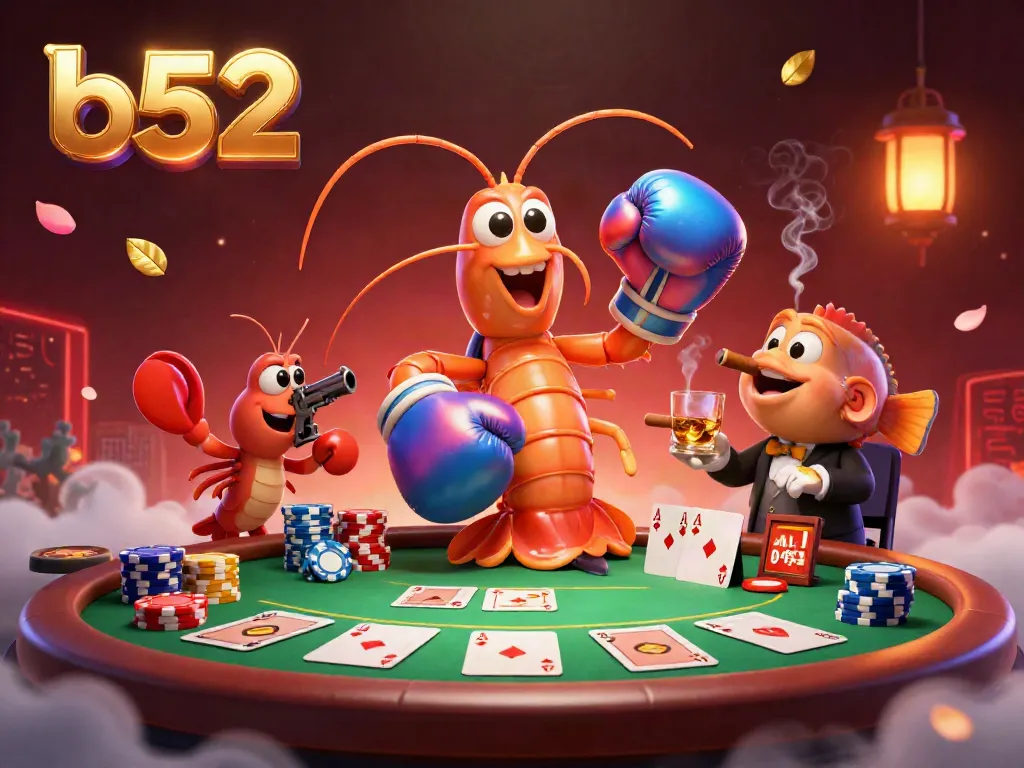 Play as b52 in this exciting poker showdown featuring vibrant 3D characters and rich casino elements.