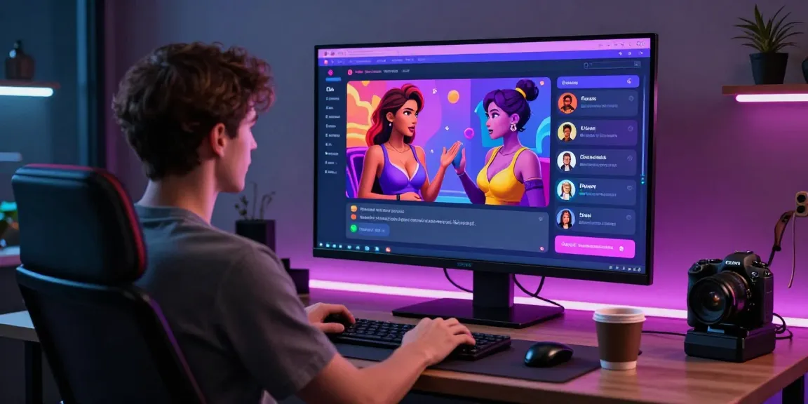 Engaging user experience with ai chat porn interface and vibrant animated characters in a modern digital workspace.