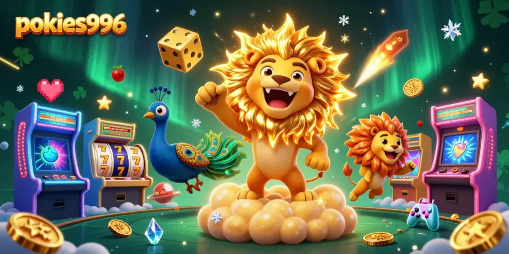 Spin vibrant pokies996 jackpots with golden dice and a lively gaming atmosphere.