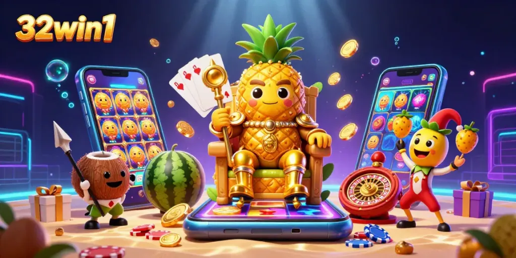 Experience thrilling wins at 32win1, where vibrant slot games and golden coins create excitement!