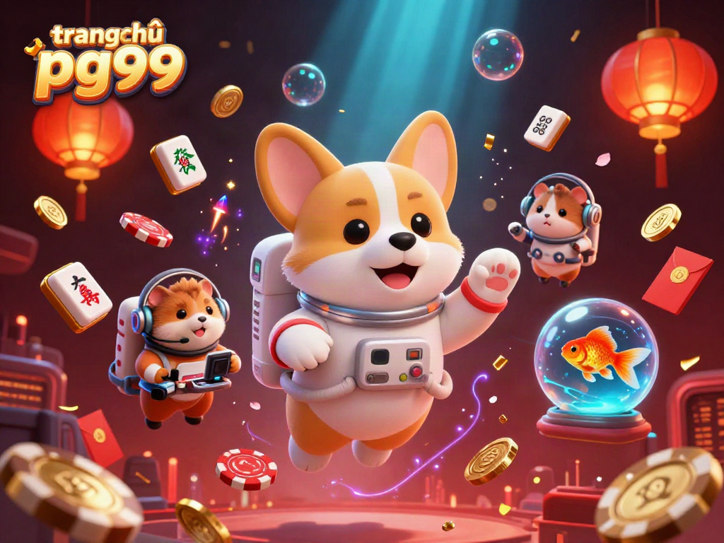 Engage in thrilling games at trang chủ pg99, featuring a lively space-themed casino scene.
