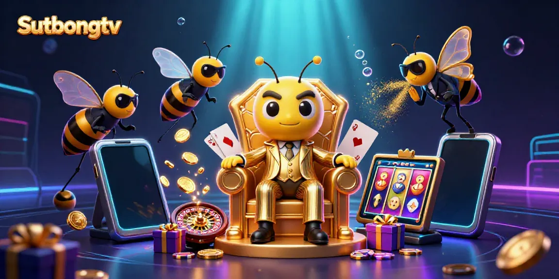 Sutbongtv showcases exciting gambling action in a vibrant scene with a bumblebee mob boss and rich game elements.